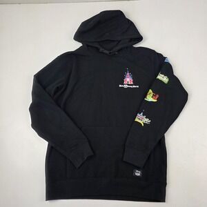 Disney Vans Hoodie Mens Small Black Walt Disney World Sleeve Graphic Pullover